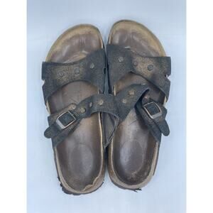 World Walker Birkenstock Women Sandals 37 Size 6 Gold Glitter Slip On SEE PICS